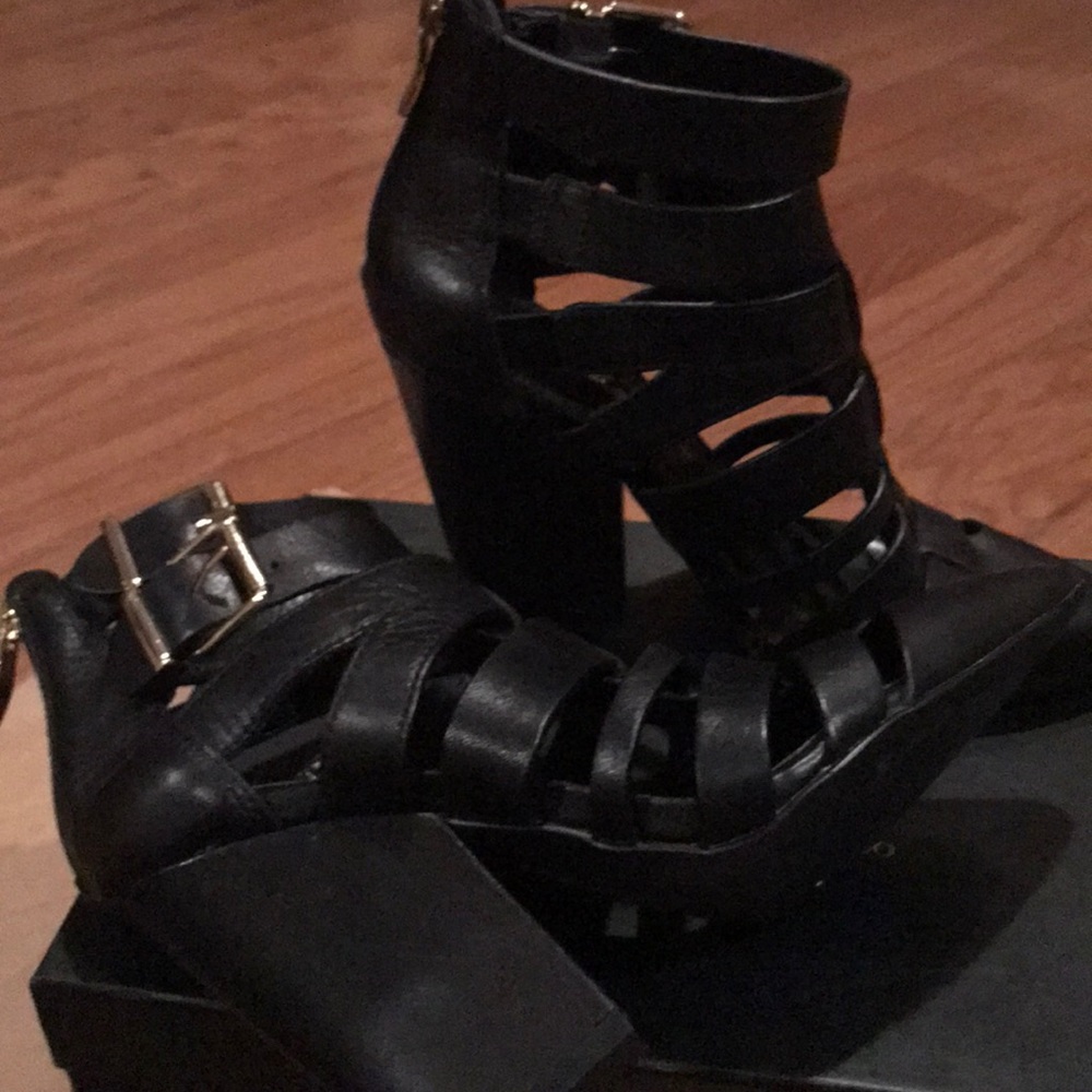 Black Leather Sandal/Bootie by BCBG